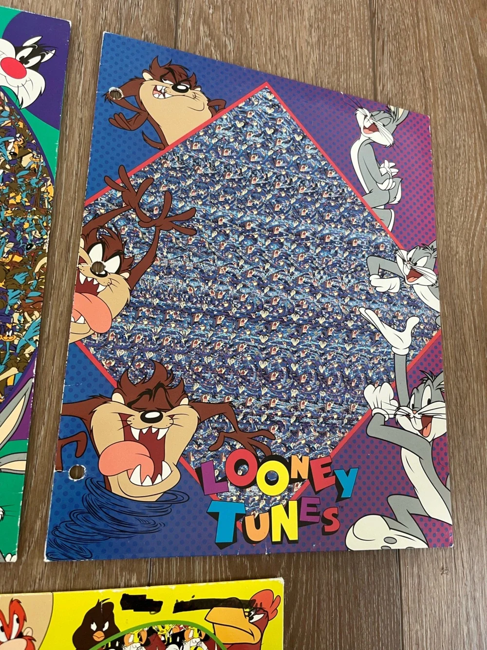 Vintage Looney Tunes magic eye 3D two pocket portfolio folder bundle 2 hole